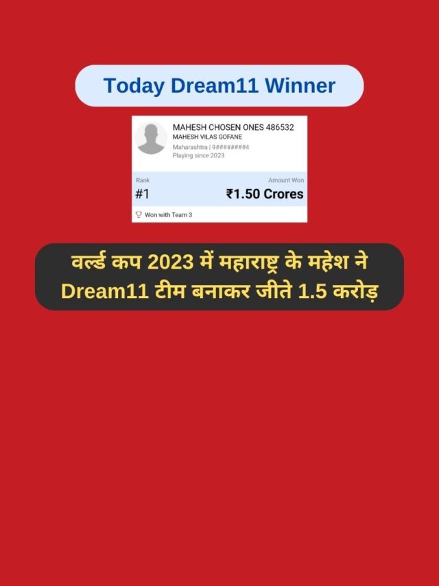 वर्ल्ड कप 2023 में महाराष्ट्र के महेश ने Dream11 पर जीते 1.5 करोड़