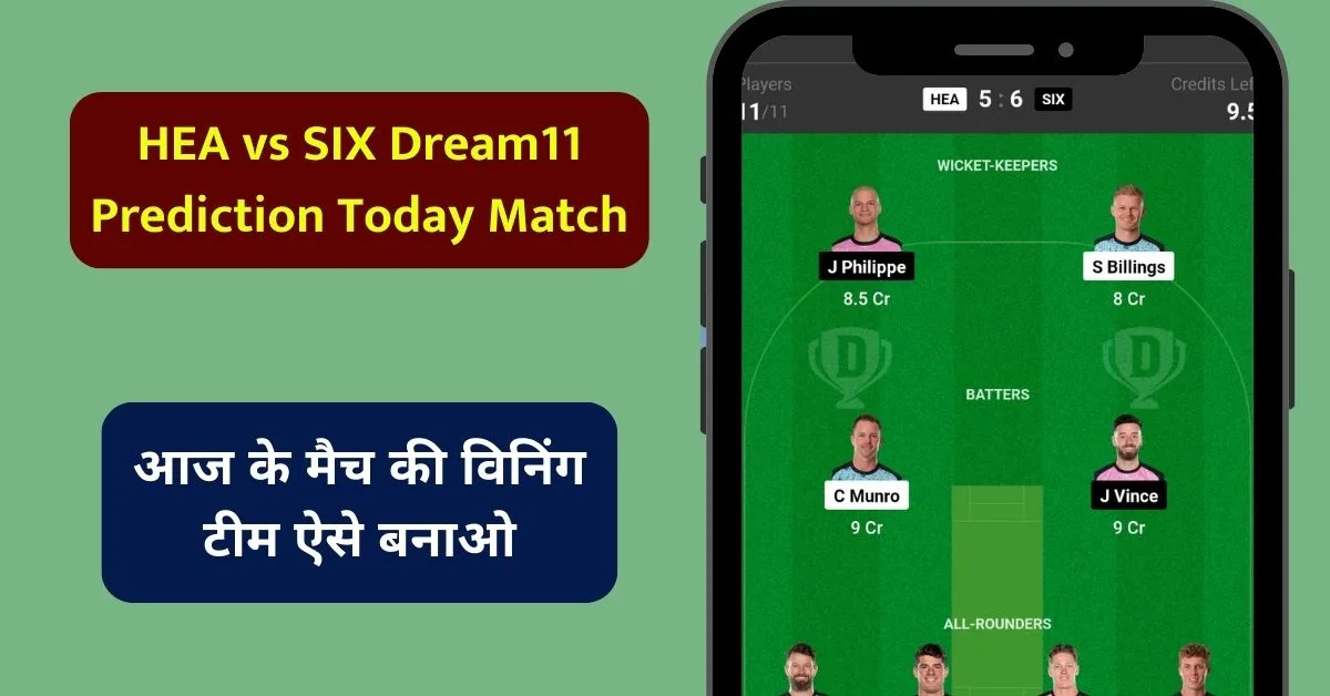 HEA vs SIX Dream11 Prediction Today Match: आज के मैच में इस तरह बनाएं टीम, इस खिलाड़ी को बनाएं कप्तान एंव उपकप्तान