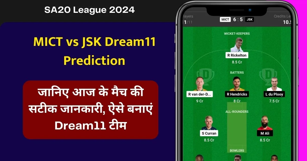 MICT vs JSK Dream11 Prediction: जानिए आज के मैच की सटीक जानकारी, ऐसे बनाएं Dream11 टीम, इस खिलाड़ी को बनाएं कप्तान एंव उपकप्तान