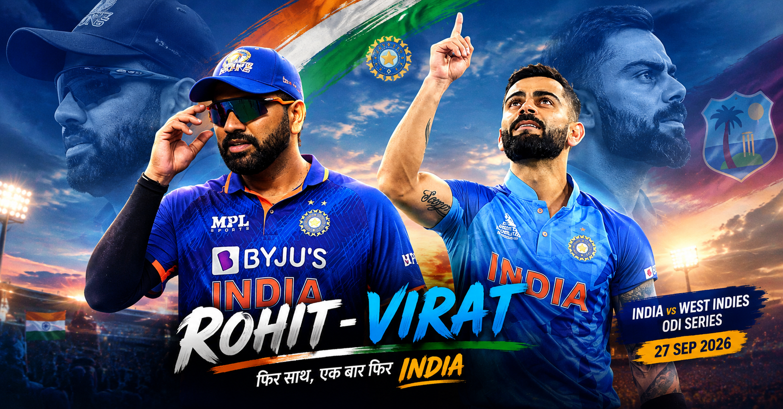 rohit virat comeback india west indies odi 2026